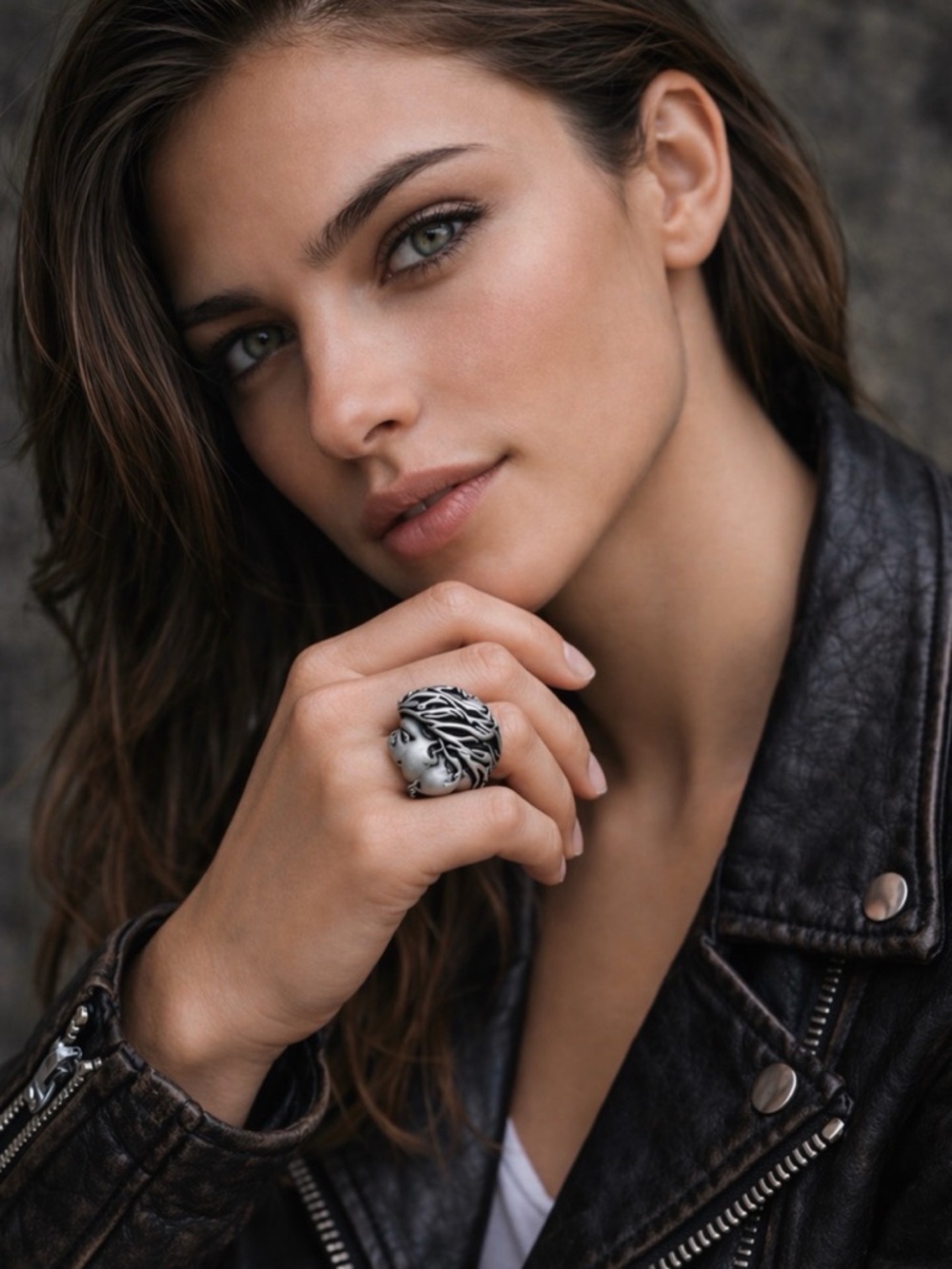 Sterling Silver Lion Head Ring Heavy Sculptural Biker Statement women  7 &3/4